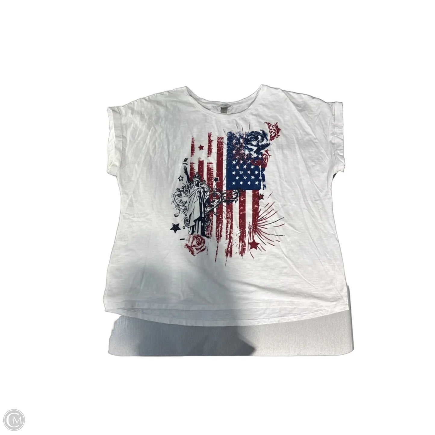 Top Short Sleeve By Cj Banks In White, Size: 3x