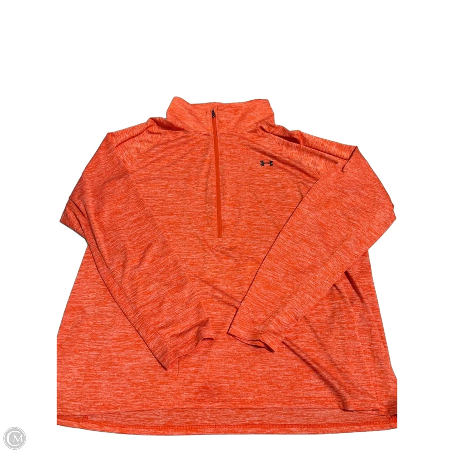 Athletic Top Long Sleeve Collar By Under Armour In Orange, Size: 2x