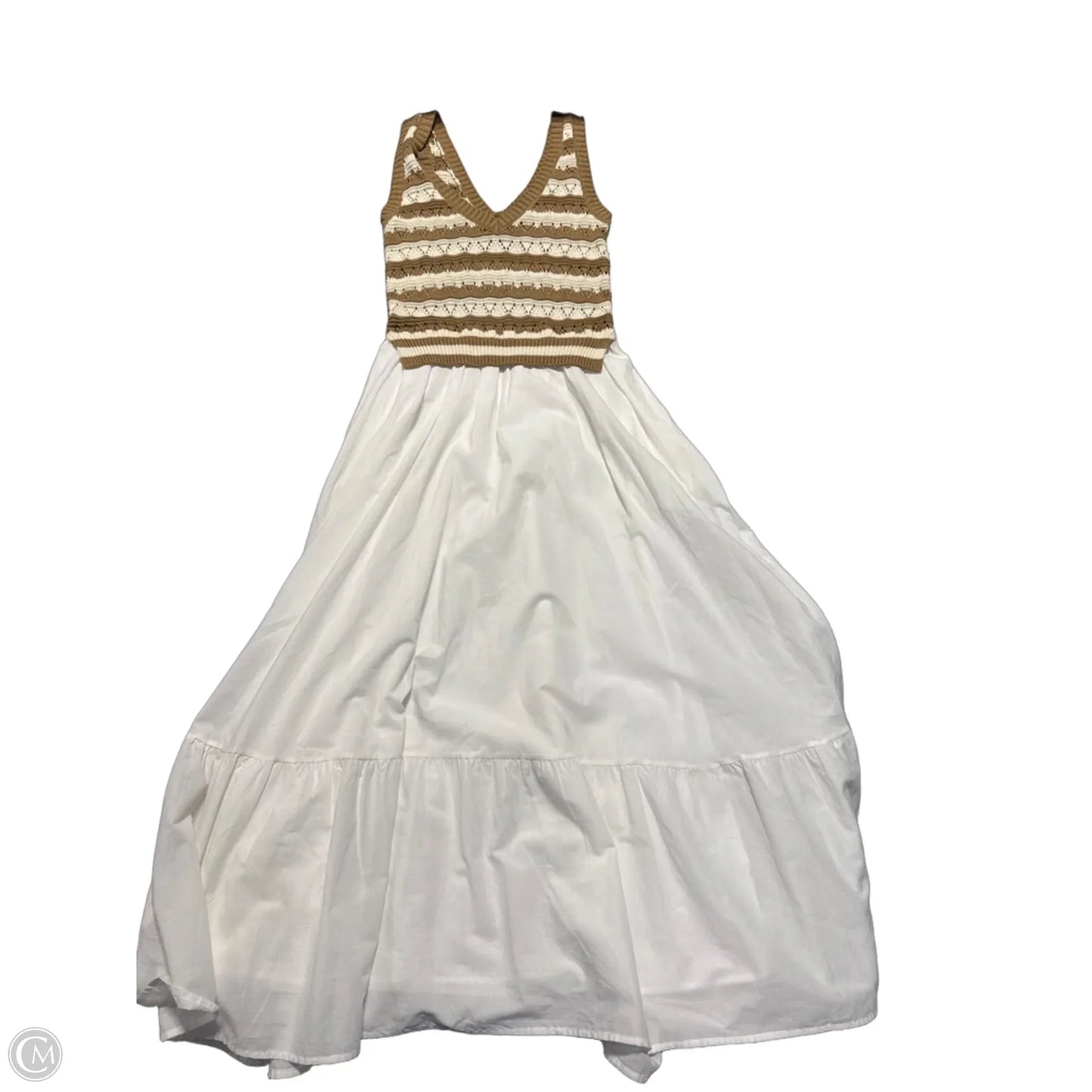 Dress Casual Maxi By Elan In Tan & White, Size: M