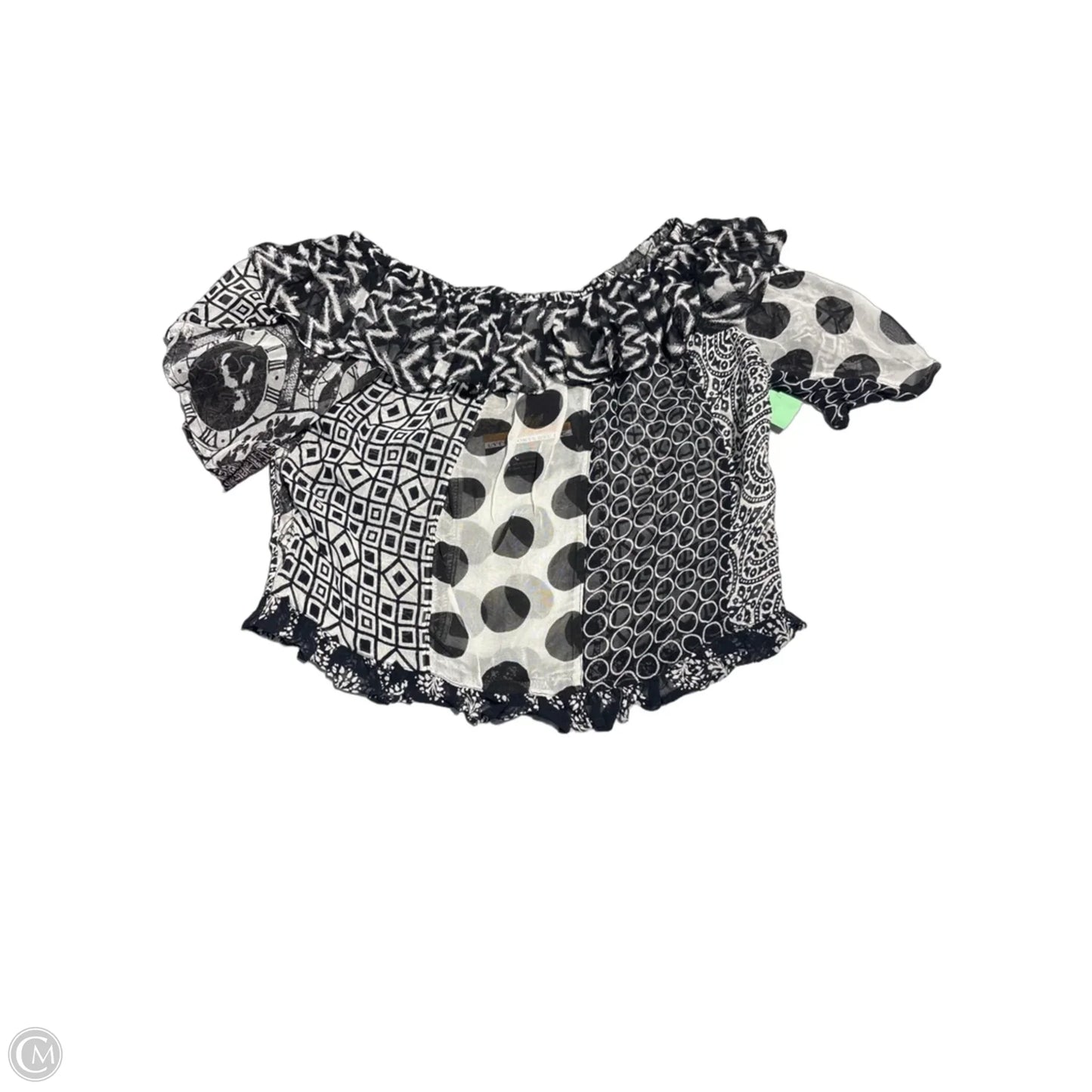 Top Short Sleeve By Cmc In Black & White, Size: M