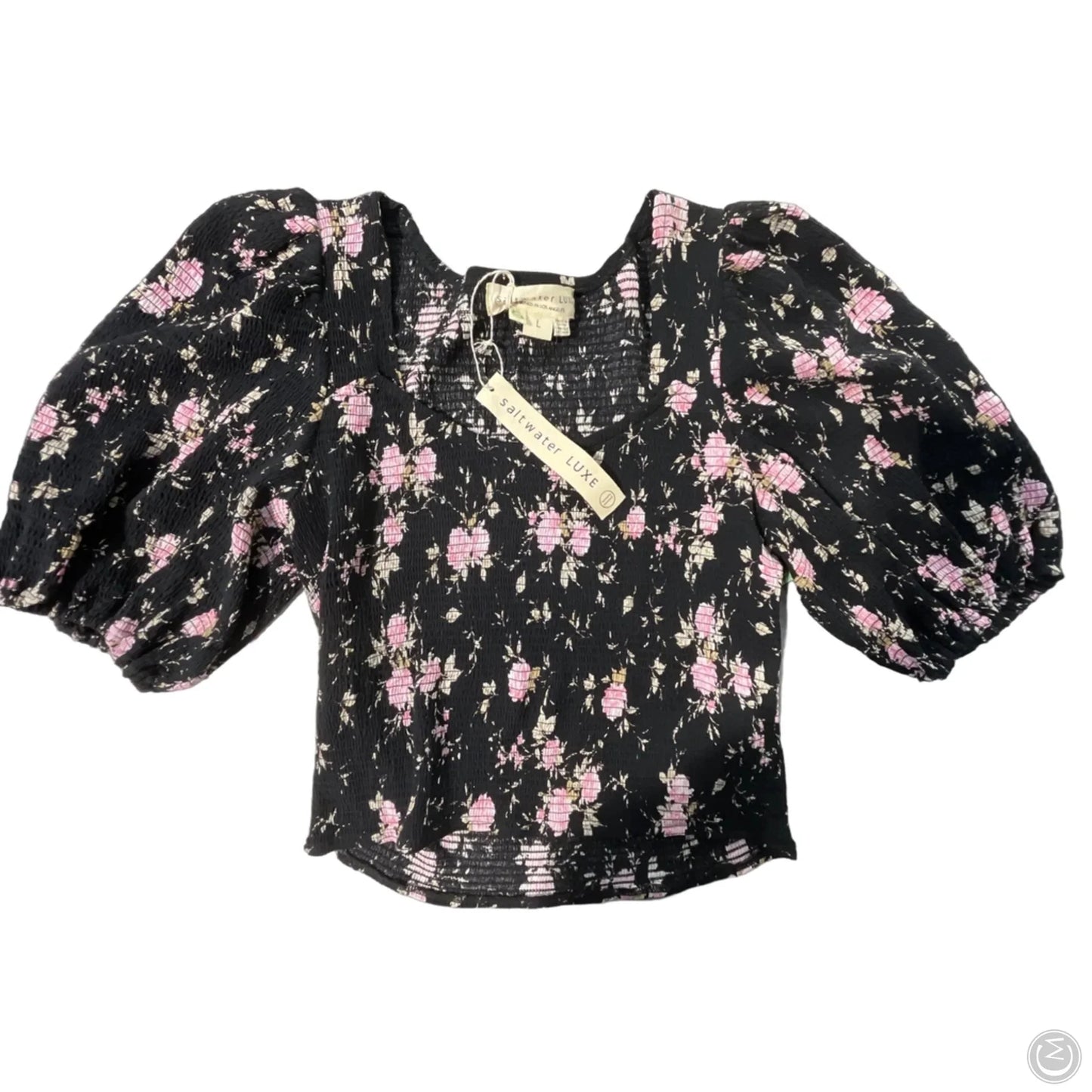 Top Short Sleeve By Saltwater Luxe In Black & Pink, Size: L