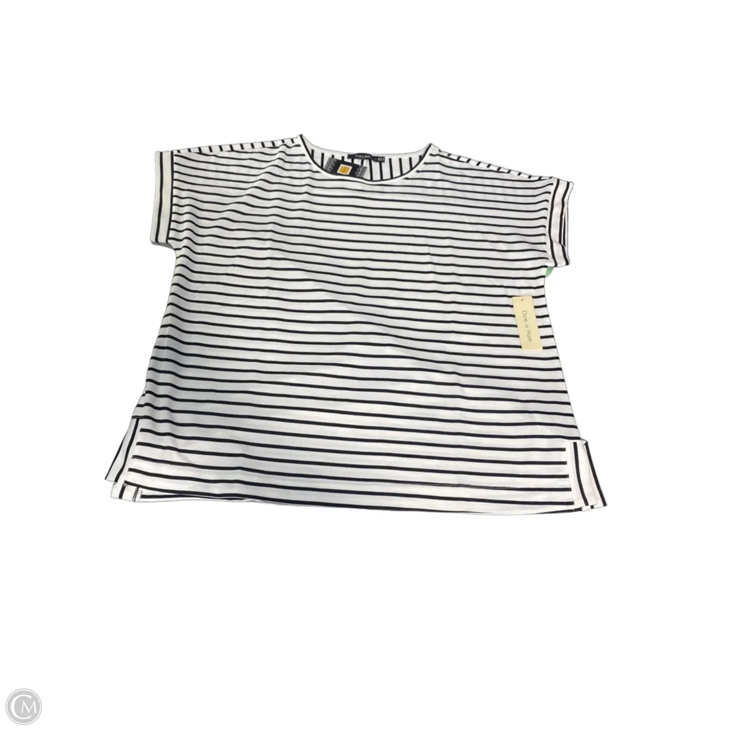 Top Short Sleeve By Doe & Rae In Black & White, Size: 1x