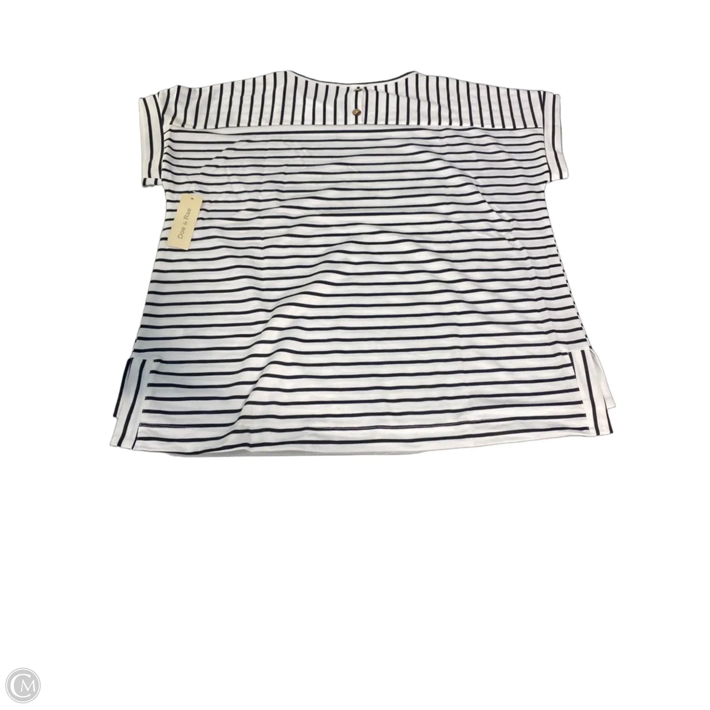 Top Short Sleeve By Doe & Rae In Black & White, Size: 1x