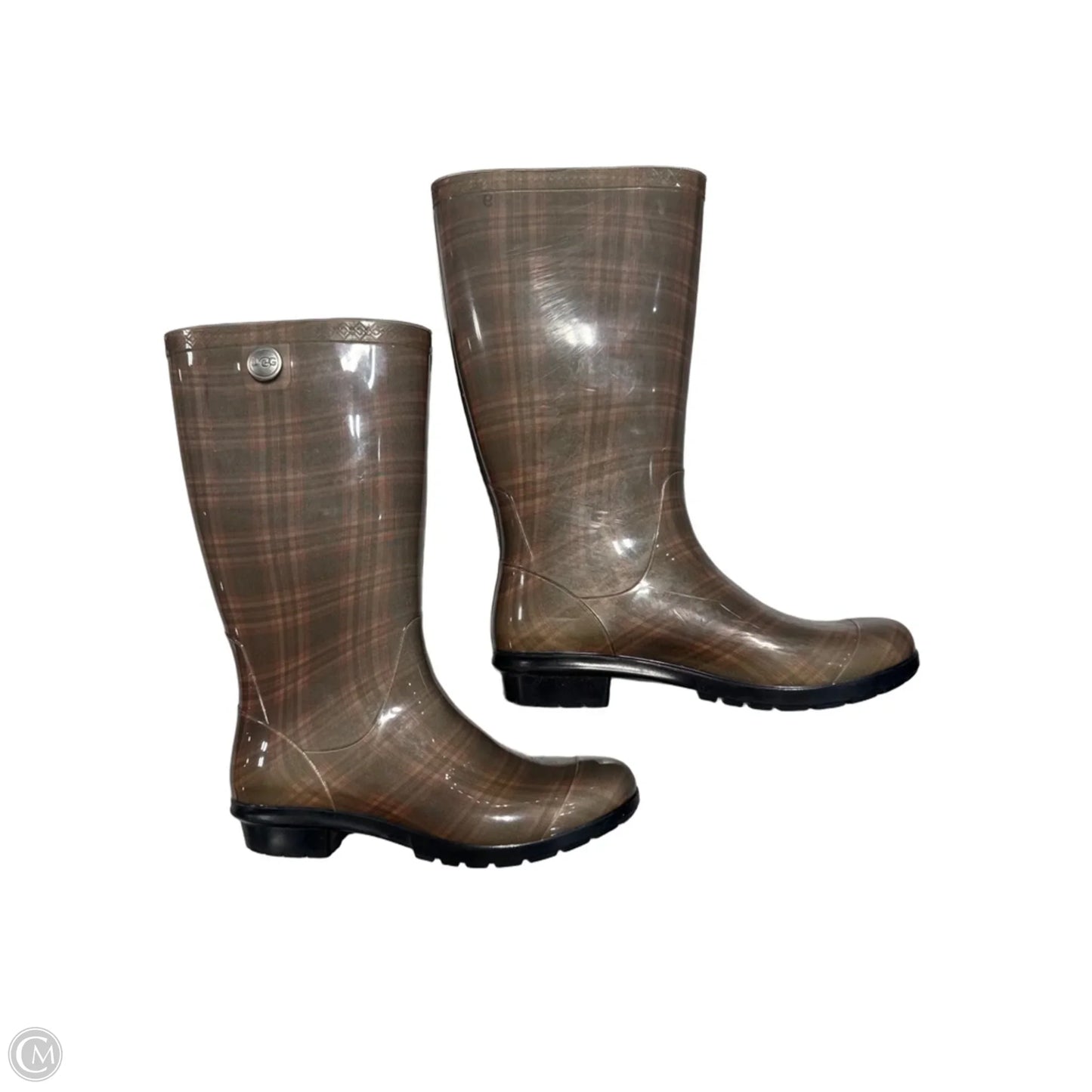 Boots Designer By Ugg In Plaid Pattern, Size: 9