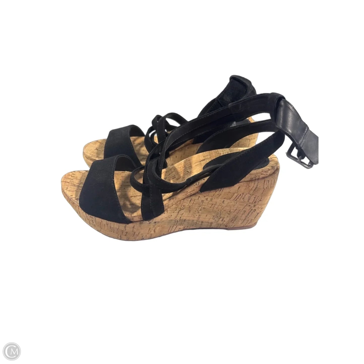 Shoes Heels Wedge By Johnston & Murphy In Black & Tan, Size: 8