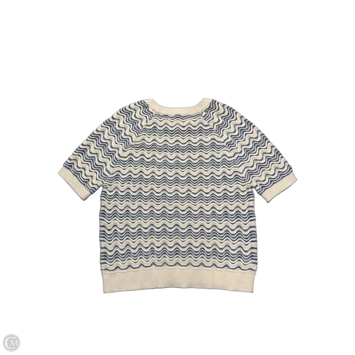Sweater Short Sleeve By Loft In Blue & White, Size: L