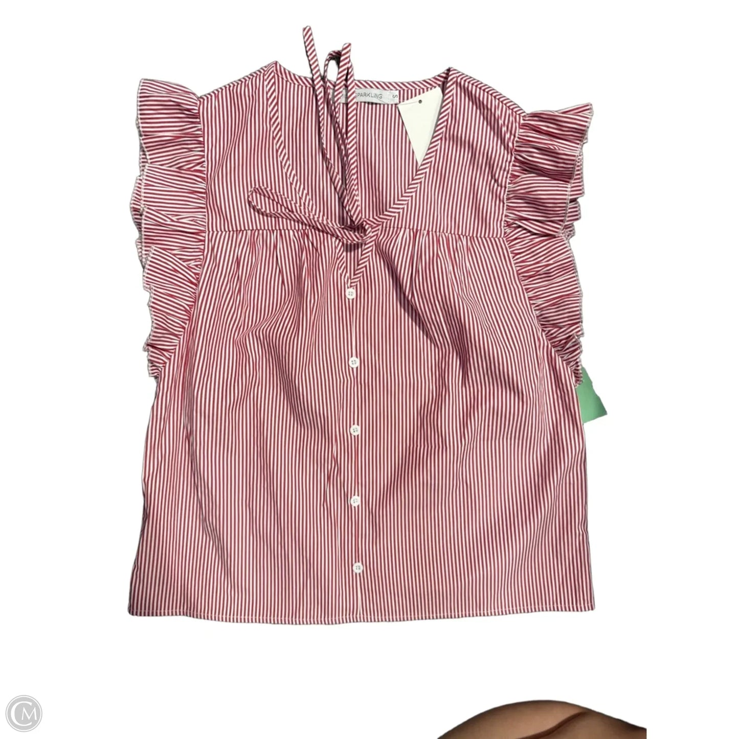 Top Short Sleeve By Miss Sparkling In Red & White, Size: S