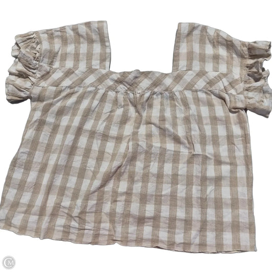 Blouse Short Sleeve By Tribal In Tan & White, Size: Xl