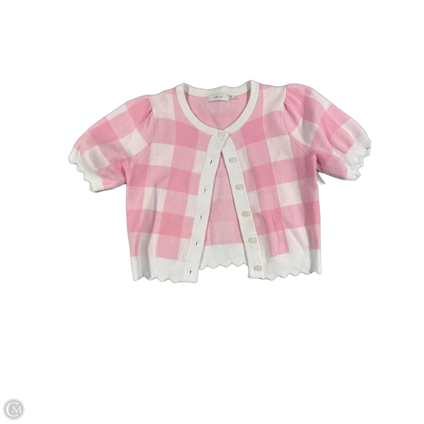Top Short Sleeve By Cmc In Pink & White, Size: L