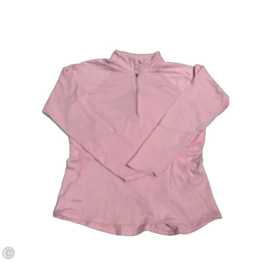 Athletic Top Long Sleeve Collar By Nike In Pink, Size: M