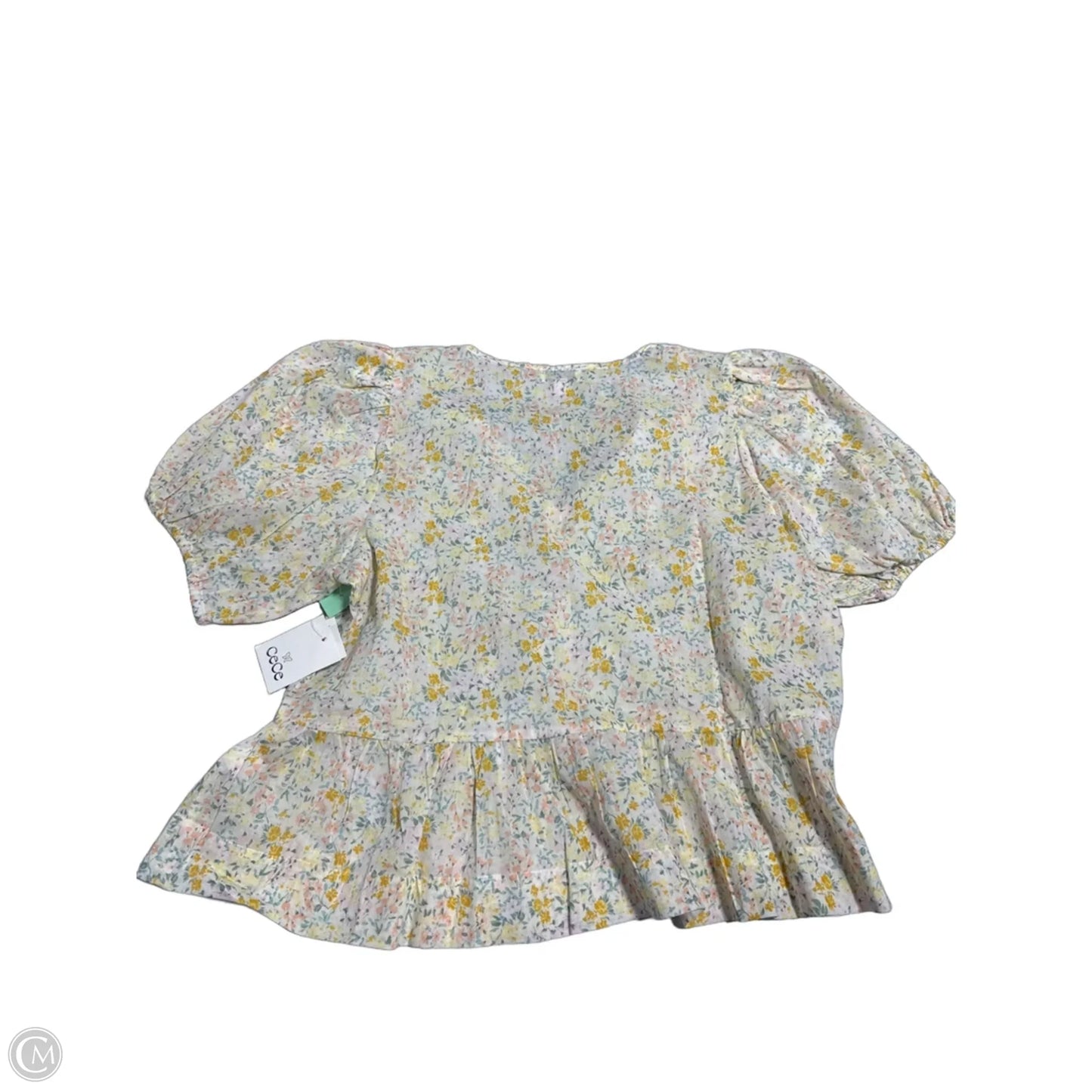 Top Short Sleeve By Cece In Floral Print, Size: L
