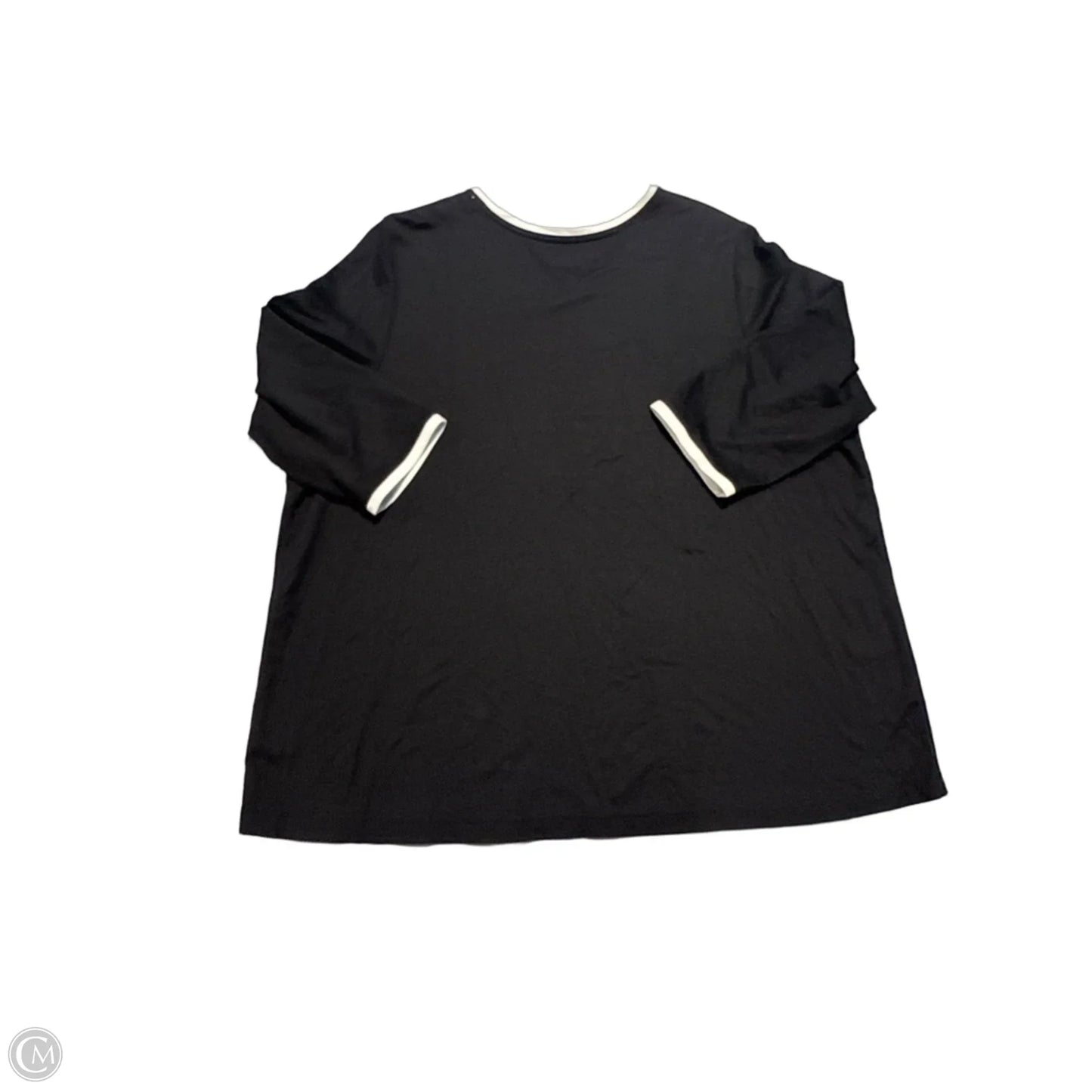 Top 3/4 Sleeve By Adrienne Vittadini In Black & White, Size: 3x