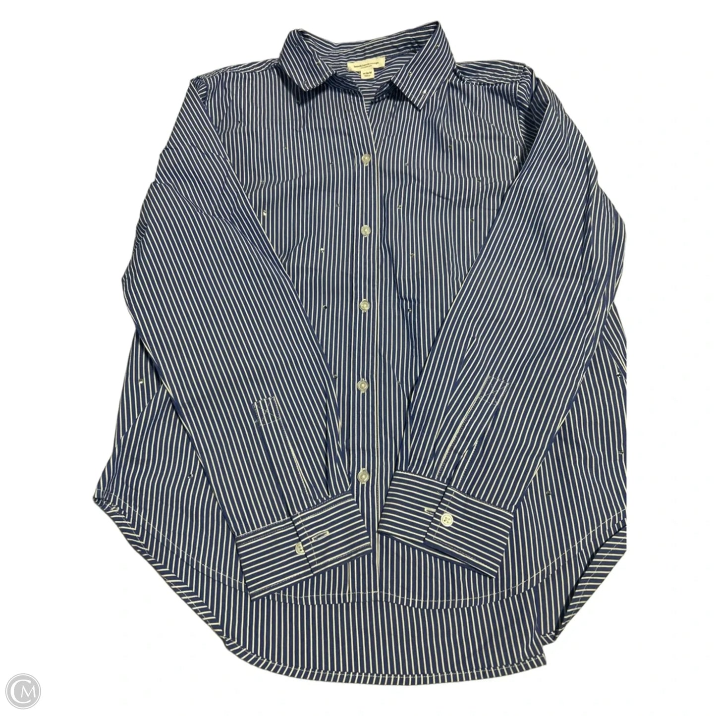 Top Long Sleeve By Beachlunchlounge In Blue & White, Size: M