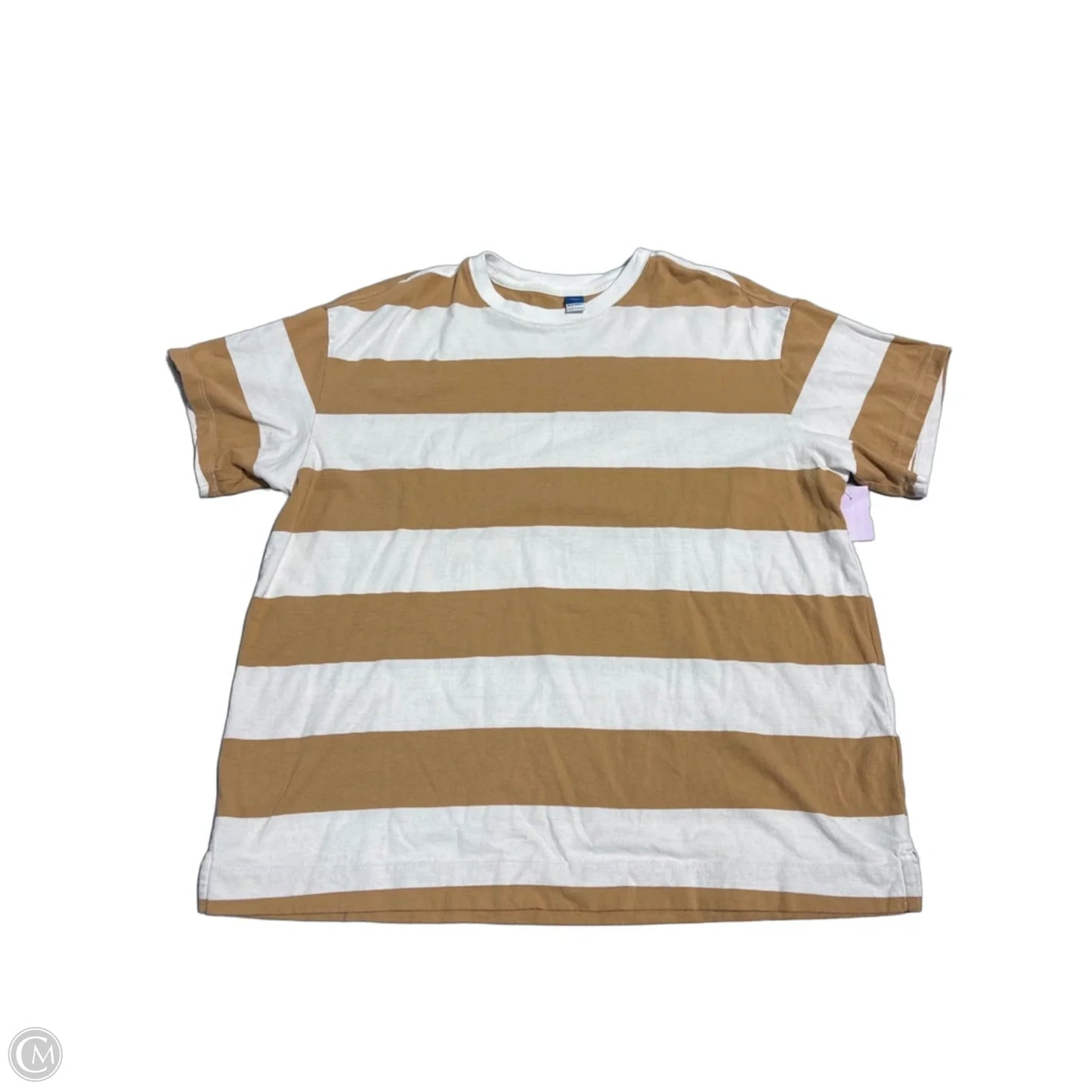 Top Short Sleeve By Old Navy In Tan & White, Size: L