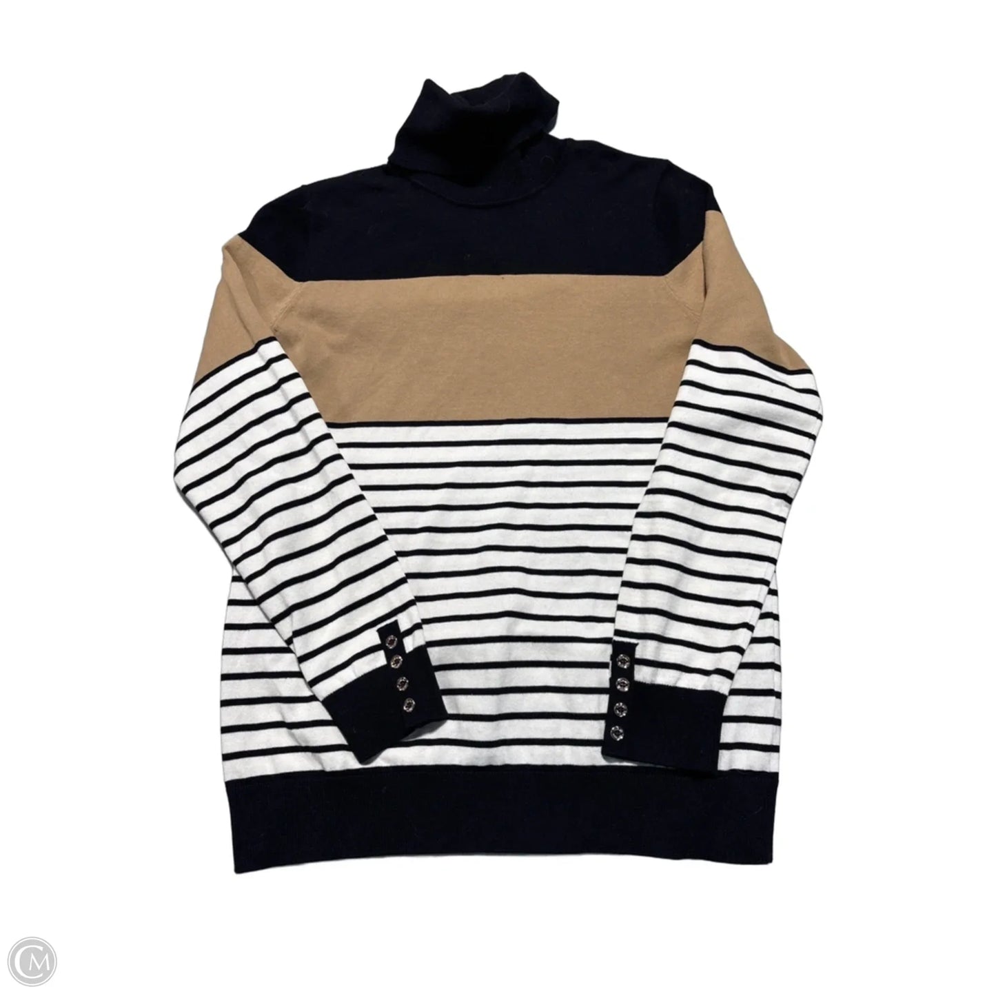Top Long Sleeve By Tommy Hilfiger In Black & Tan, Size: S
