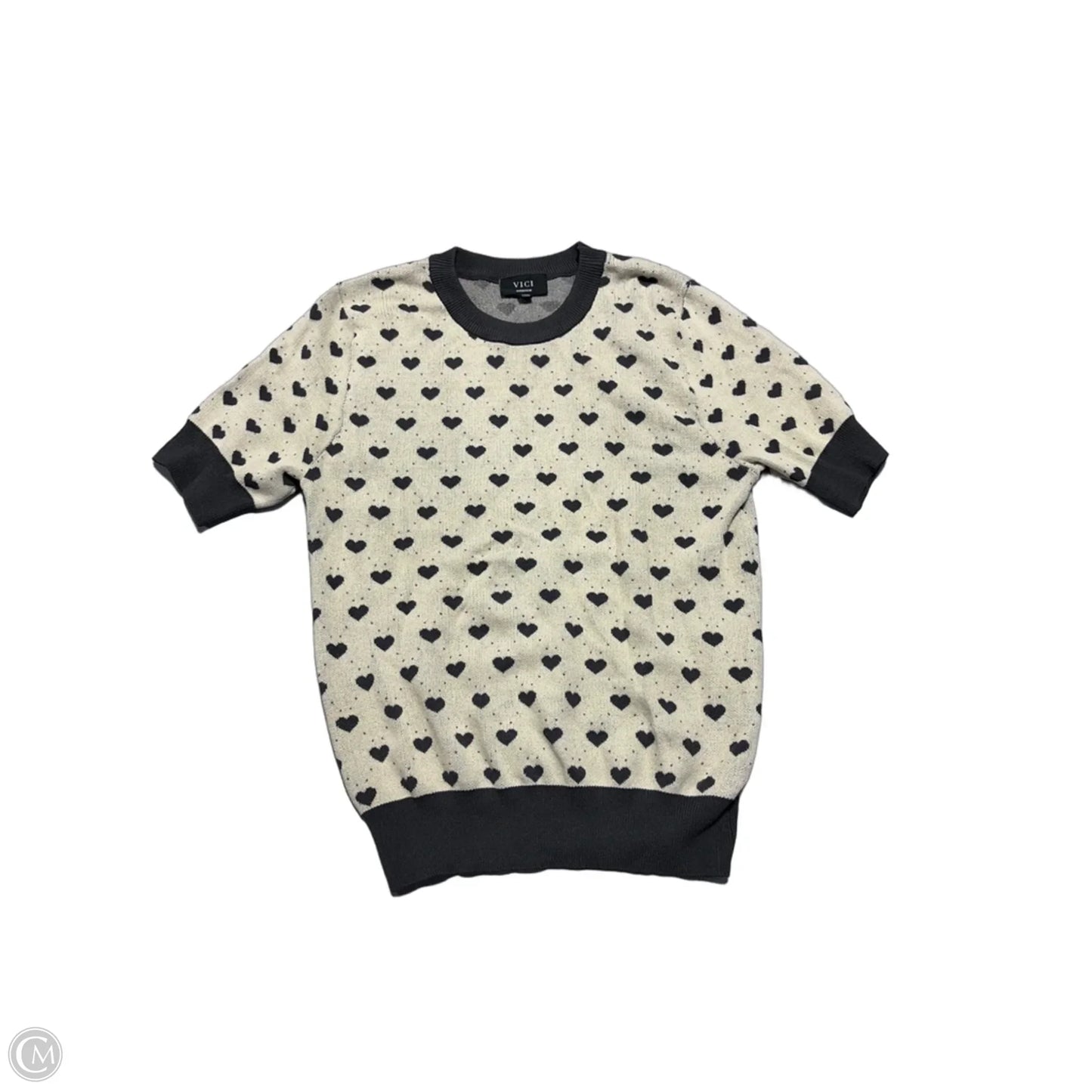 Top Short Sleeve By Vici In Grey & Tan, Size: M