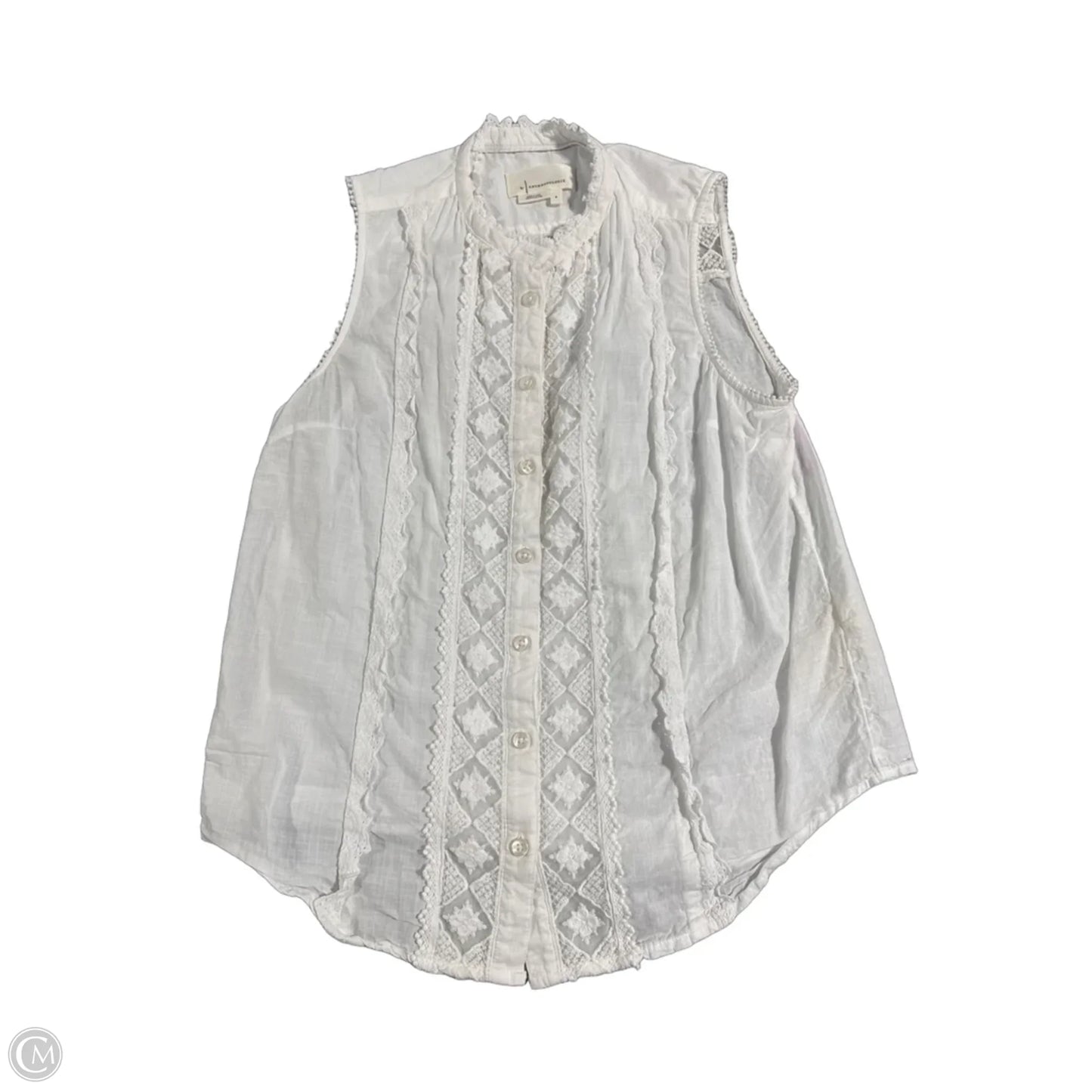 Top Sleeveless By Anthropologie In White, Size: S