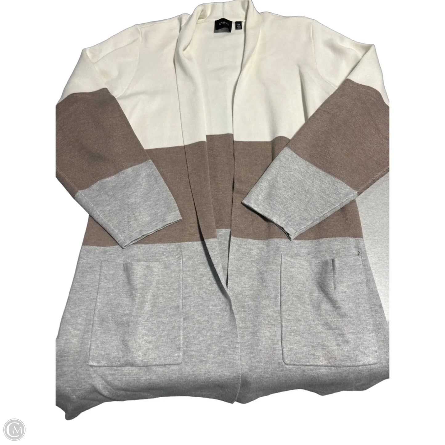 Cardigan By Cyrus In Tan & White, Size: 3x