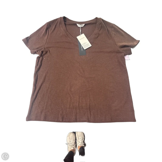 Top Short Sleeve By Prettygarden In Brown, Size: Xl