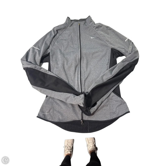 Athletic Jacket By Nike In Grey, Size: M