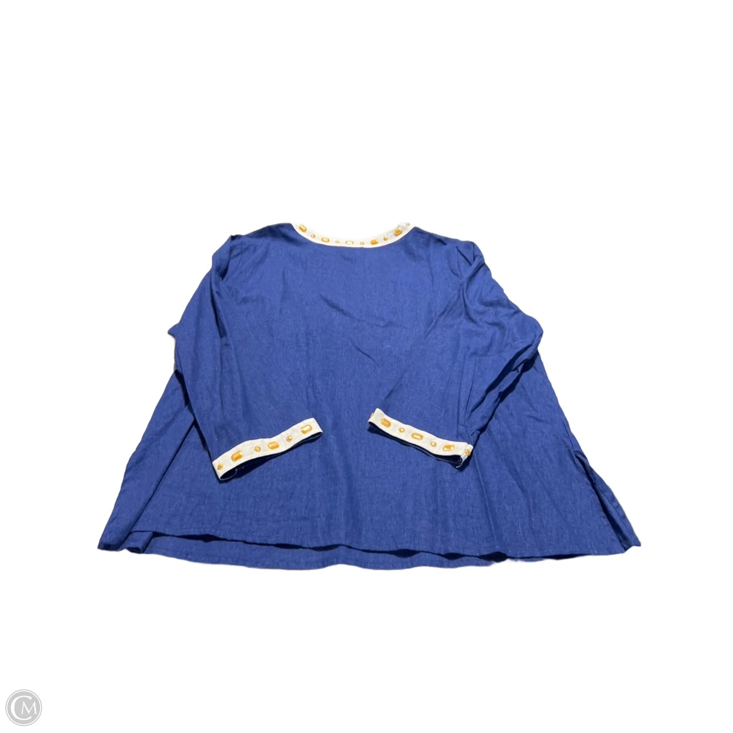 Blouse 3/4 Sleeve By Saint Tropez In Navy, Size: 3x