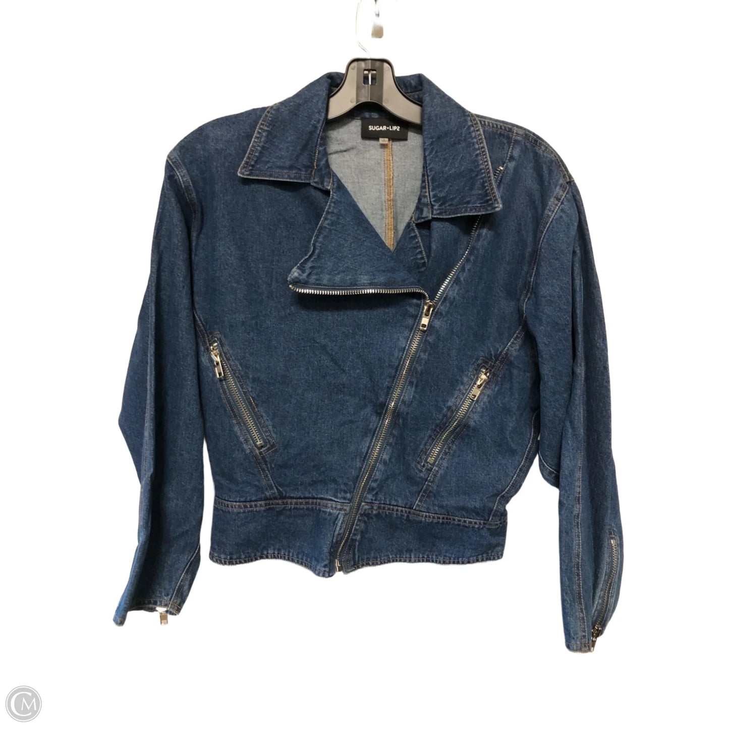Jacket Denim By Sugar Lips In Blue Denim, Size: L