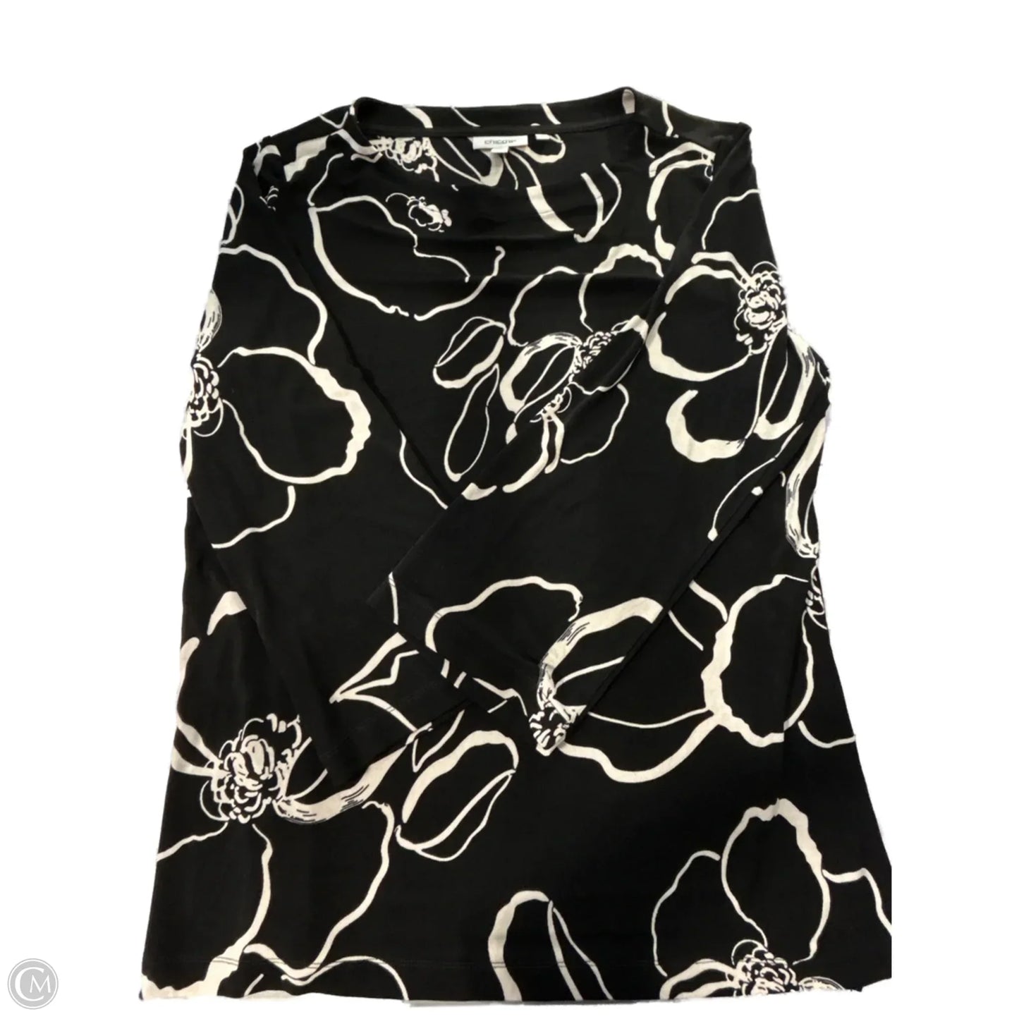 Top 3/4 Sleeve By Chicos In Black, Size: Xl