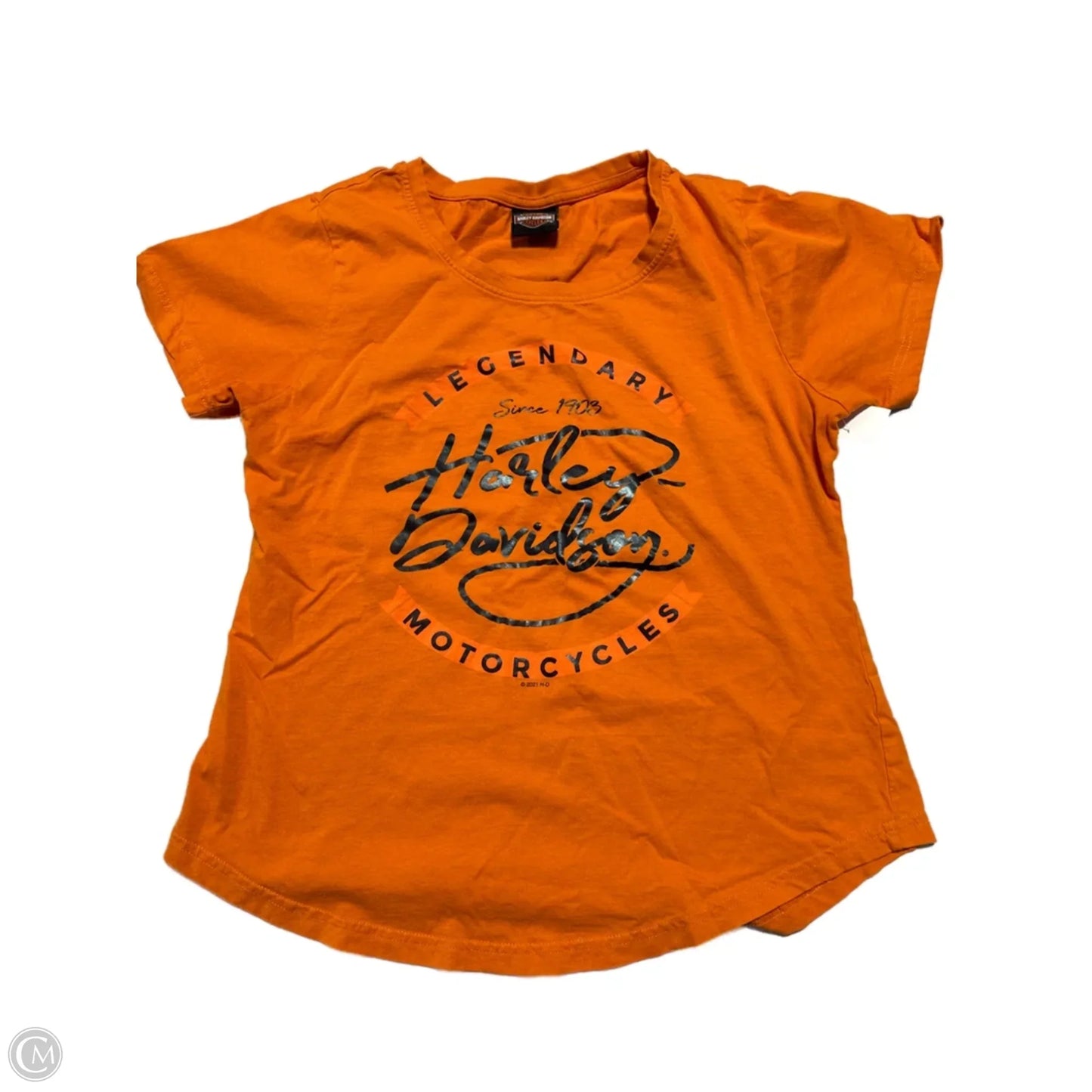 Top Short Sleeve By Harley Davidson In Orange, Size: L