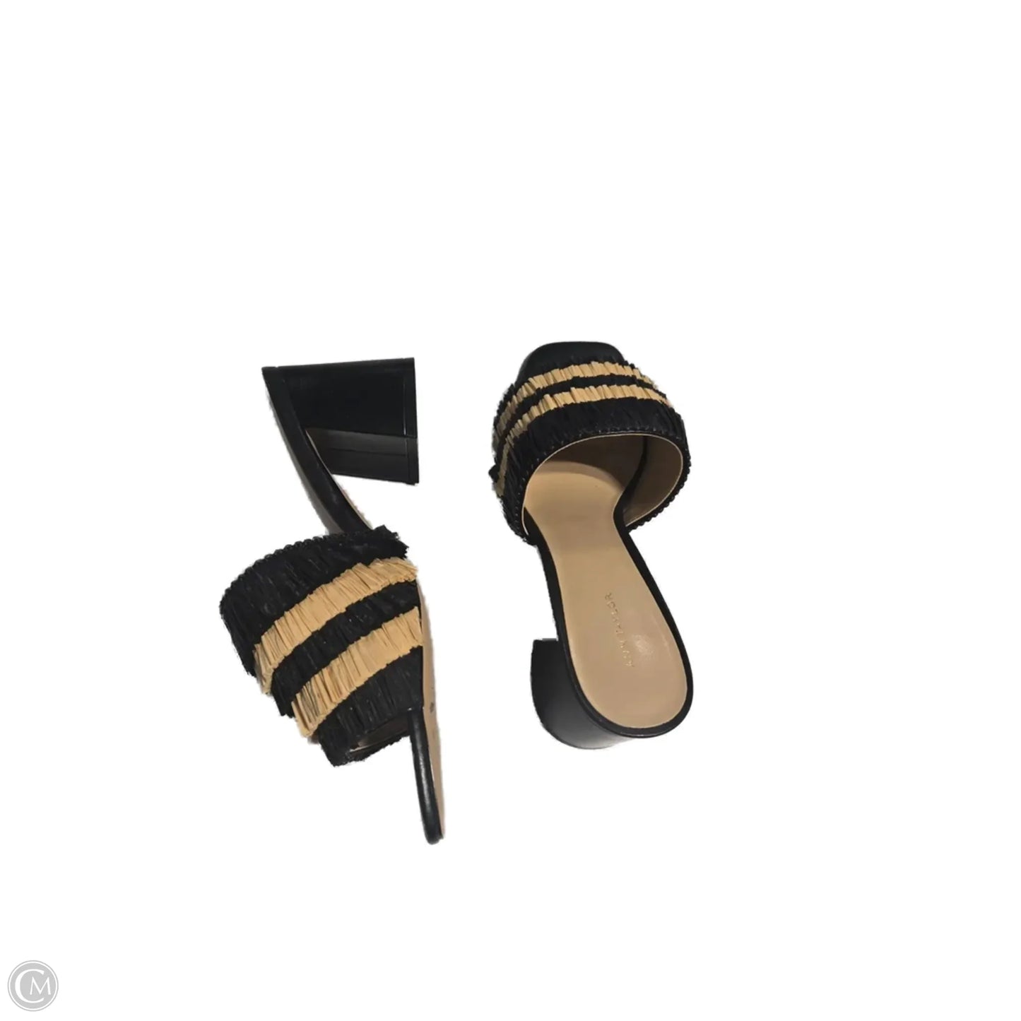 Sandals Heels Block By Ann Taylor In Black & Cream, Size: 7.5