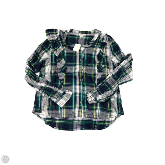 Top Long Sleeve By J. Crew In Plaid Pattern, Size: M