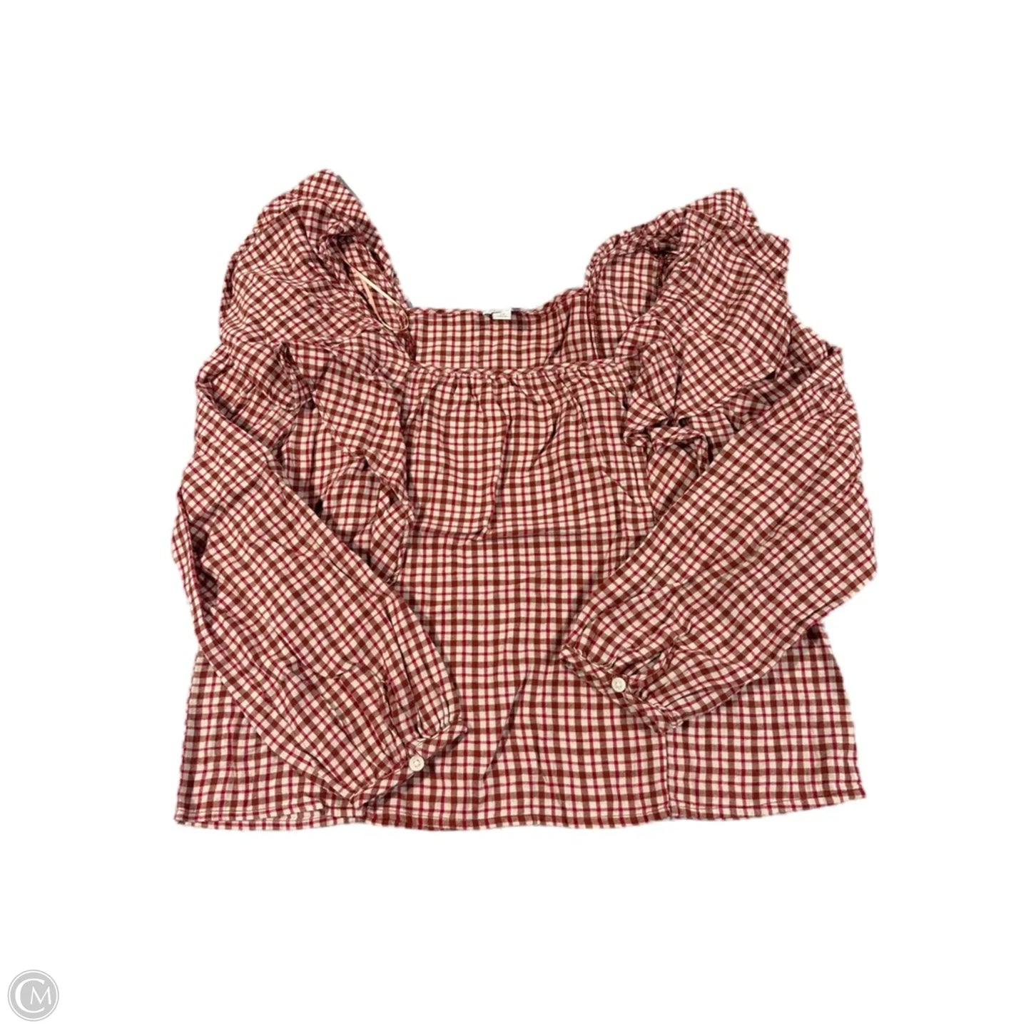 Top Long Sleeve By J. Crew In Plaid Pattern, Size: M