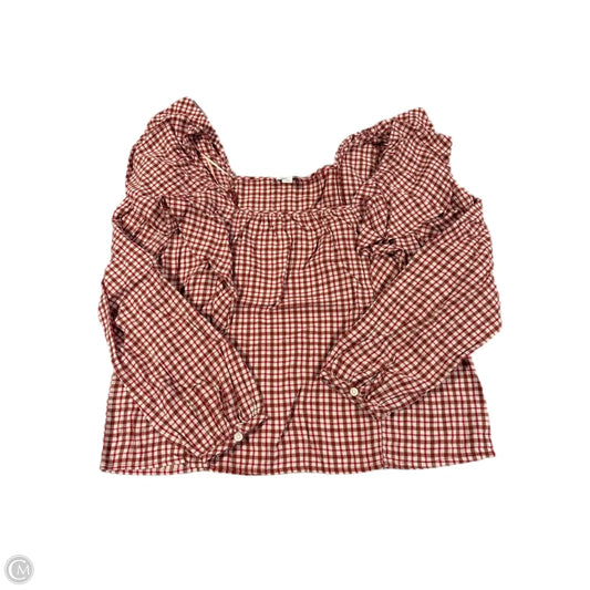 Top Long Sleeve By J. Crew In Plaid Pattern, Size: M