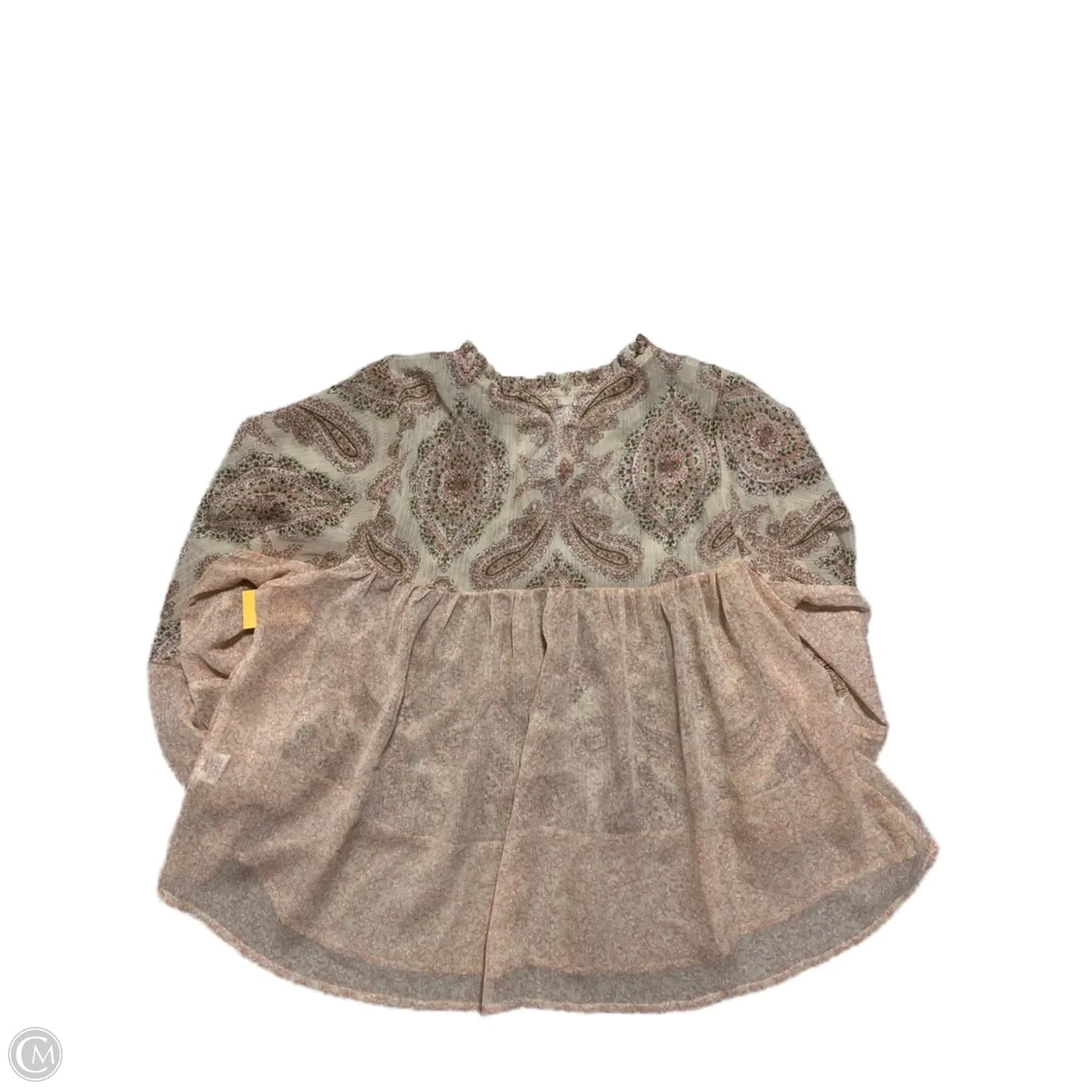 Top Long Sleeve Basic By Blu Pepper In Paisley Print, Size: S
