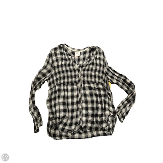 Top Long Sleeve Basic By Knox Rose In Plaid Pattern, Size: Xxl