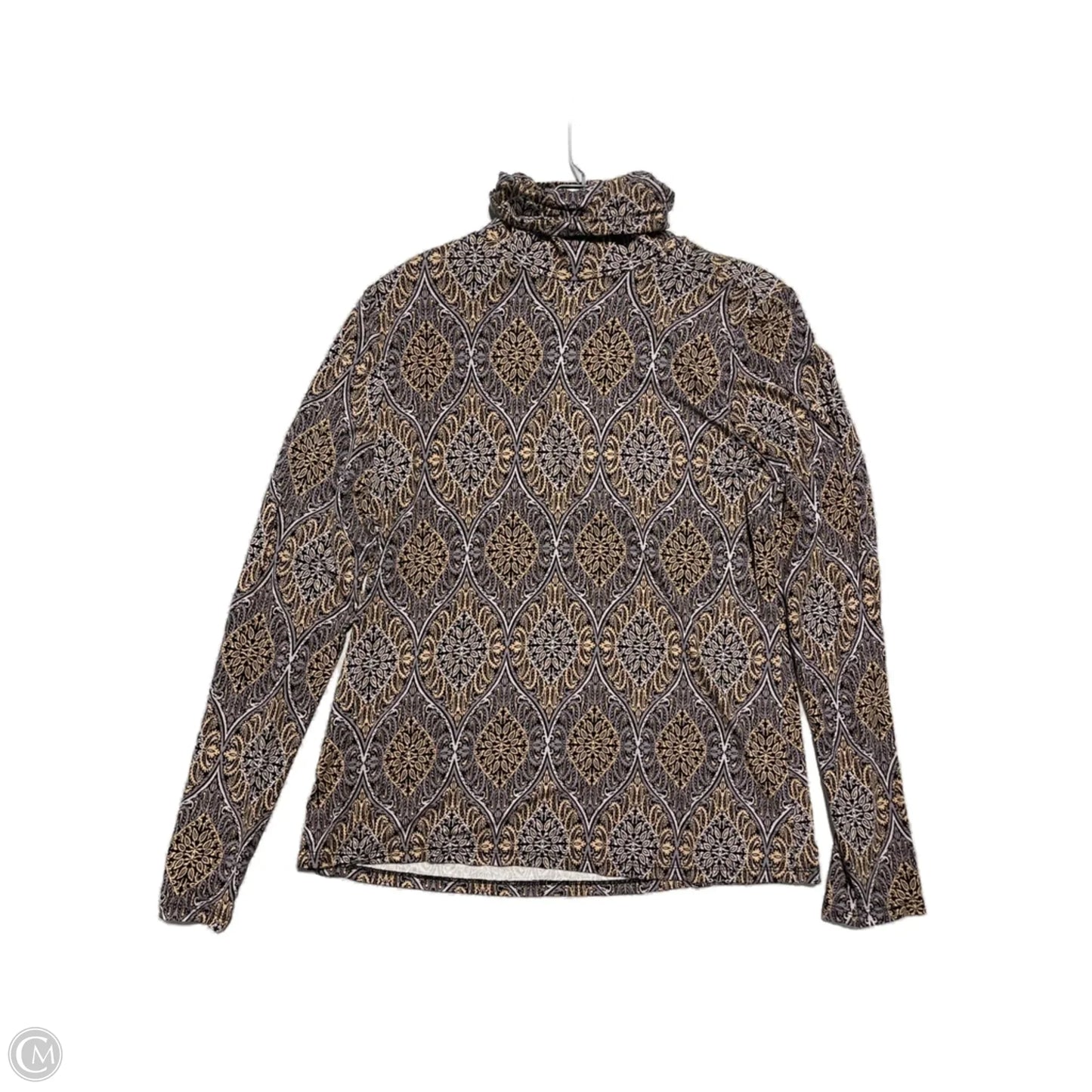 Top Long Sleeve Basic By Essentials In Brown & Cream, Size: M