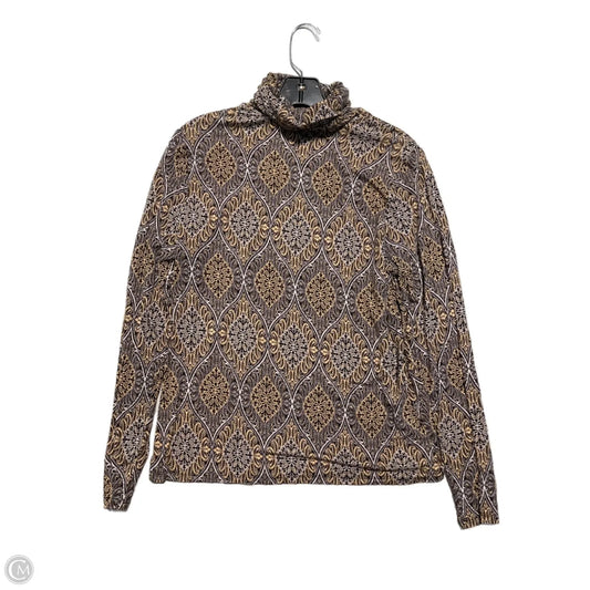 Top Long Sleeve Basic By Essentials In Brown & Cream, Size: M