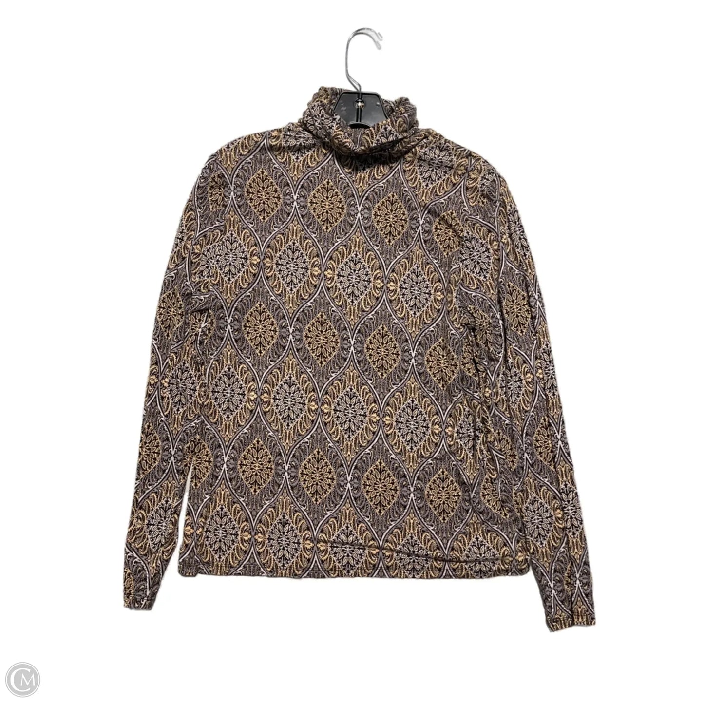 Top Long Sleeve Basic By Essentials In Brown & Cream, Size: M