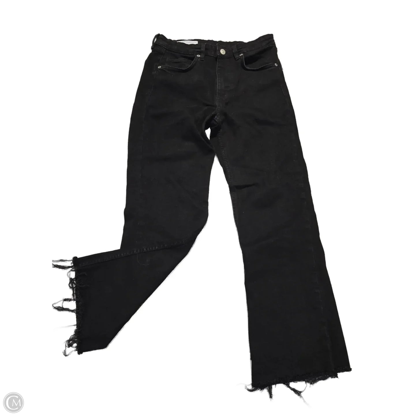Jeans Straight By Zara In Black Denim, Size: 8