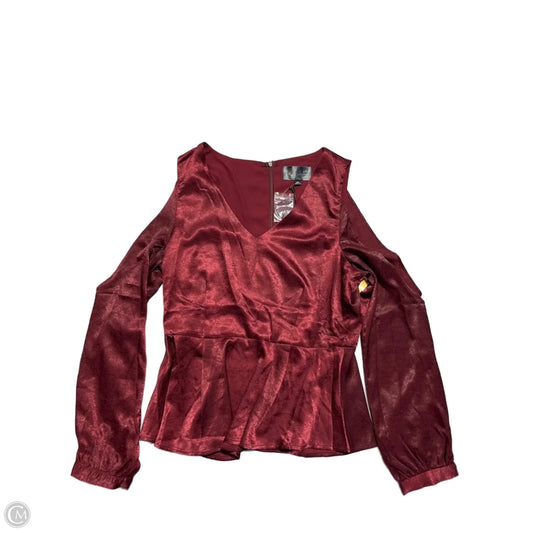Top Long Sleeve Basic By Joa In Maroon, Size: L