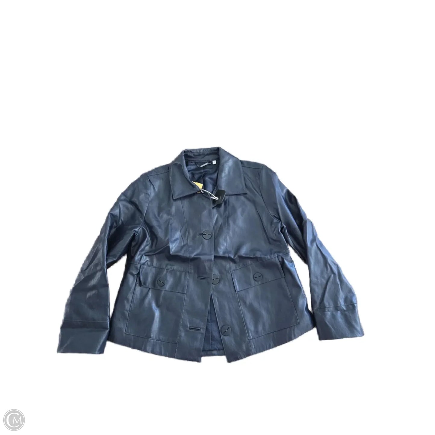 Jacket Leather By Chicos In Blue, Size: M