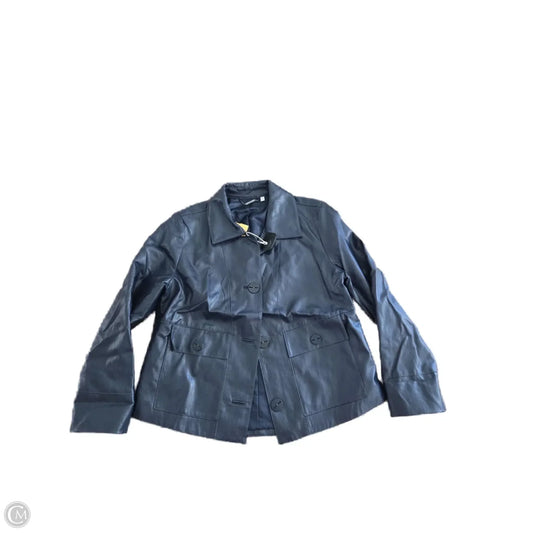 Jacket Leather By Chicos In Blue, Size: M