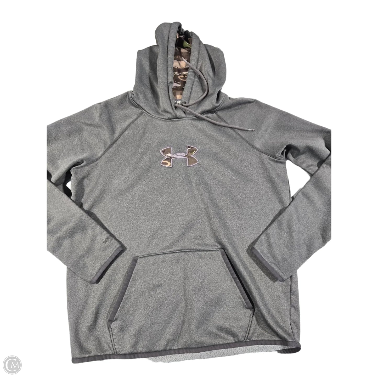 Athletic Sweatshirt Hoodie By Under Armour In Grey, Size: M