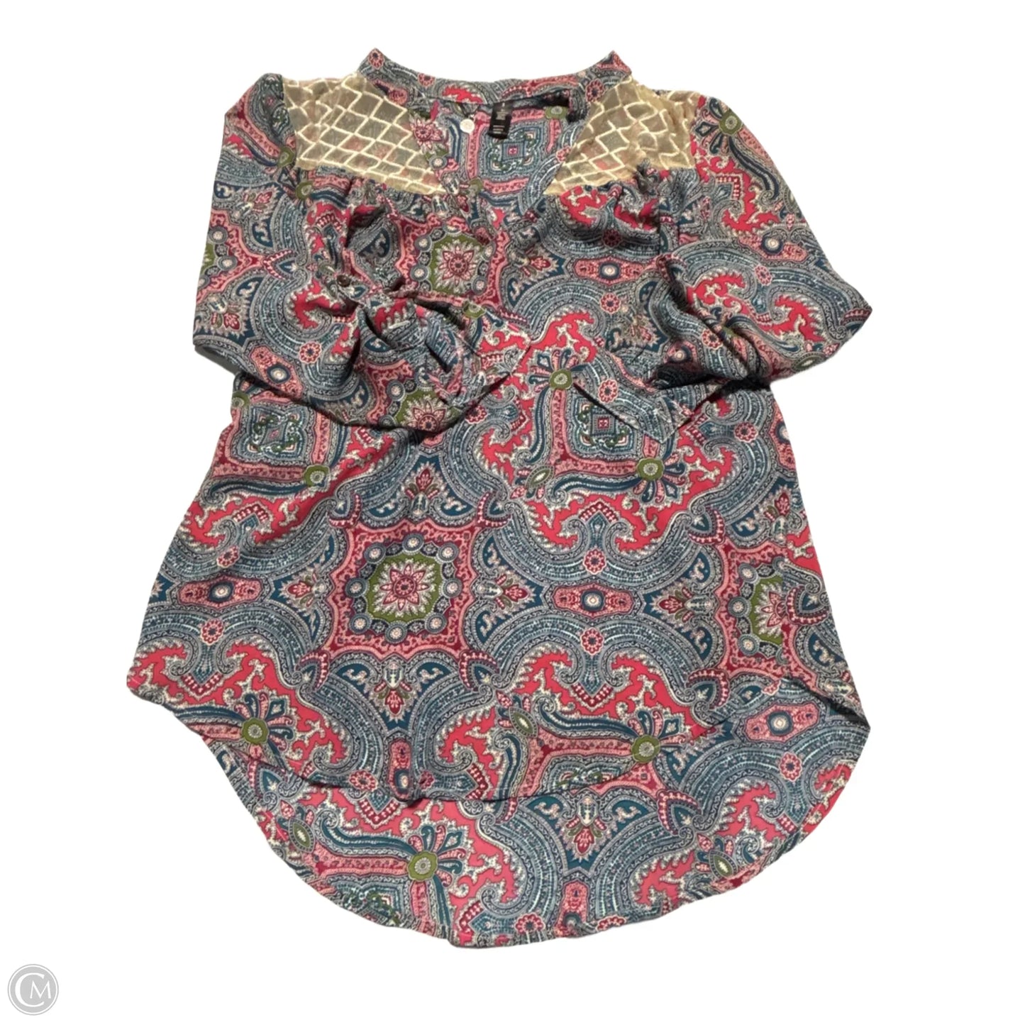 Blouse Long Sleeve By Bke In Paisley Print, Size: S