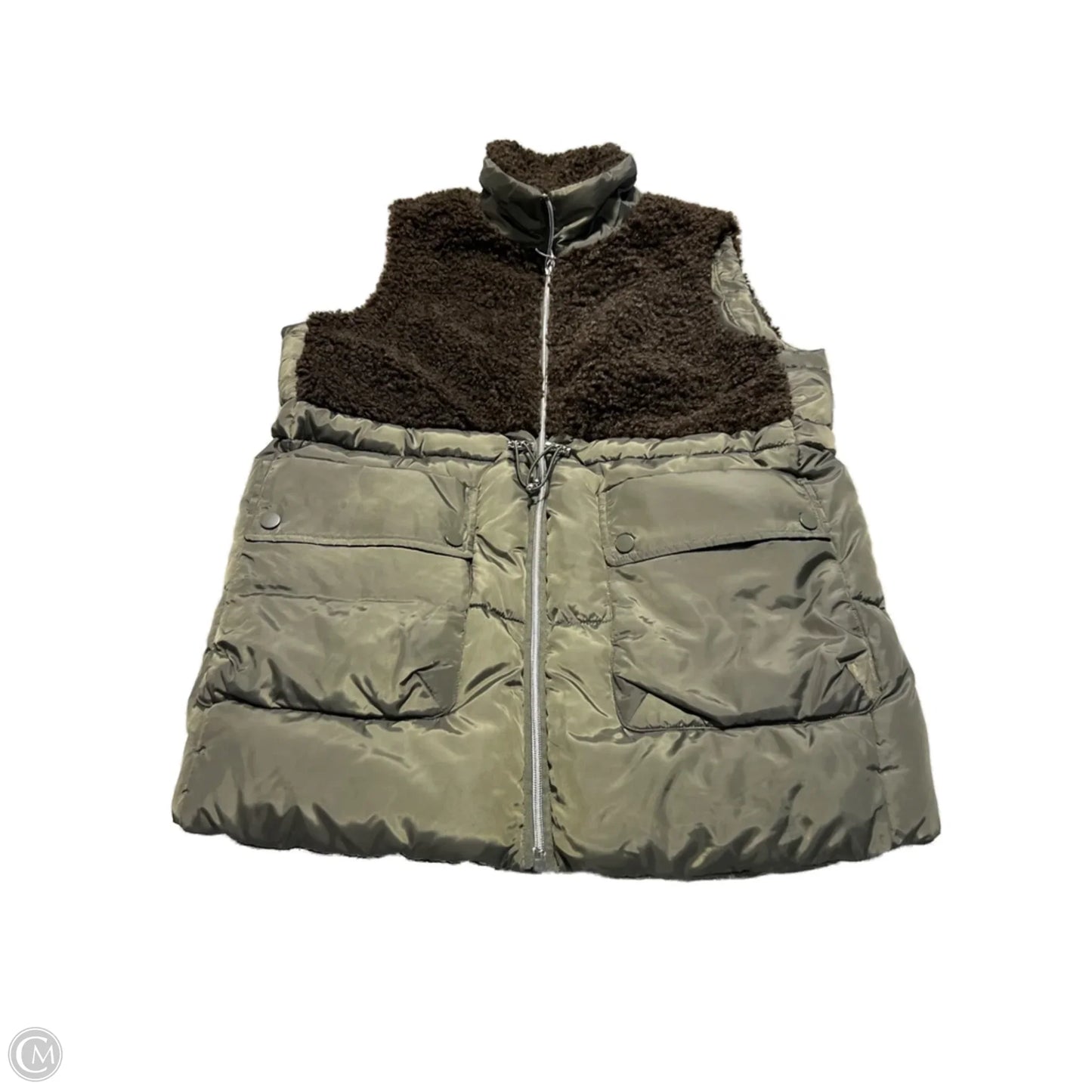 Vest Puffer & Quilted By Tribal In Brown & Green, Size: S