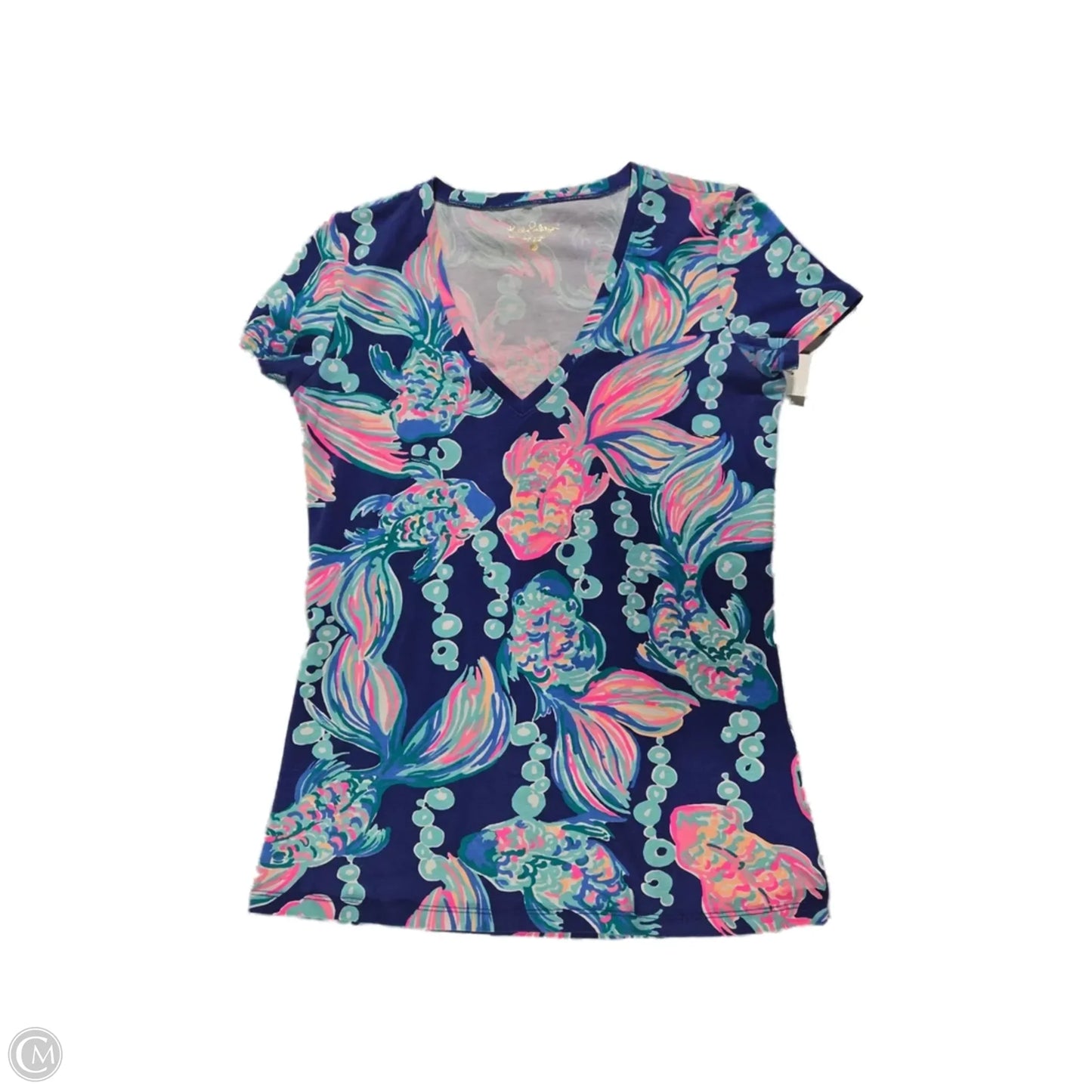 Top Short Sleeve Designer By Lilly Pulitzer In Blue, Size: Xs