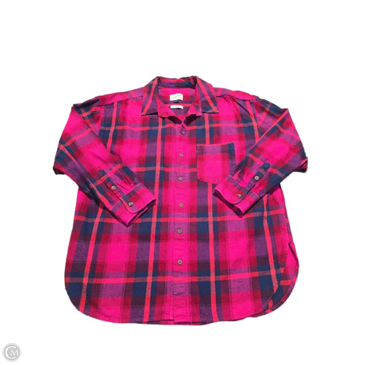Top Long Sleeve By Universal Thread In Plaid Pattern, Size: L