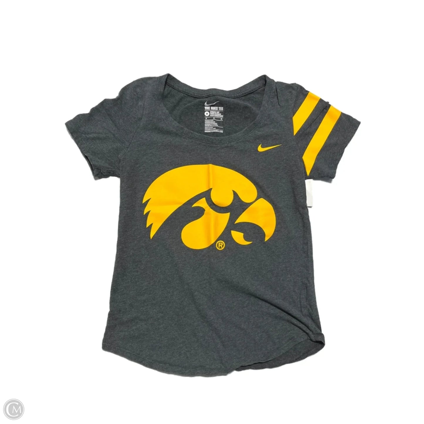 Top Short Sleeve By Nike In Grey & Yellow, Size: M