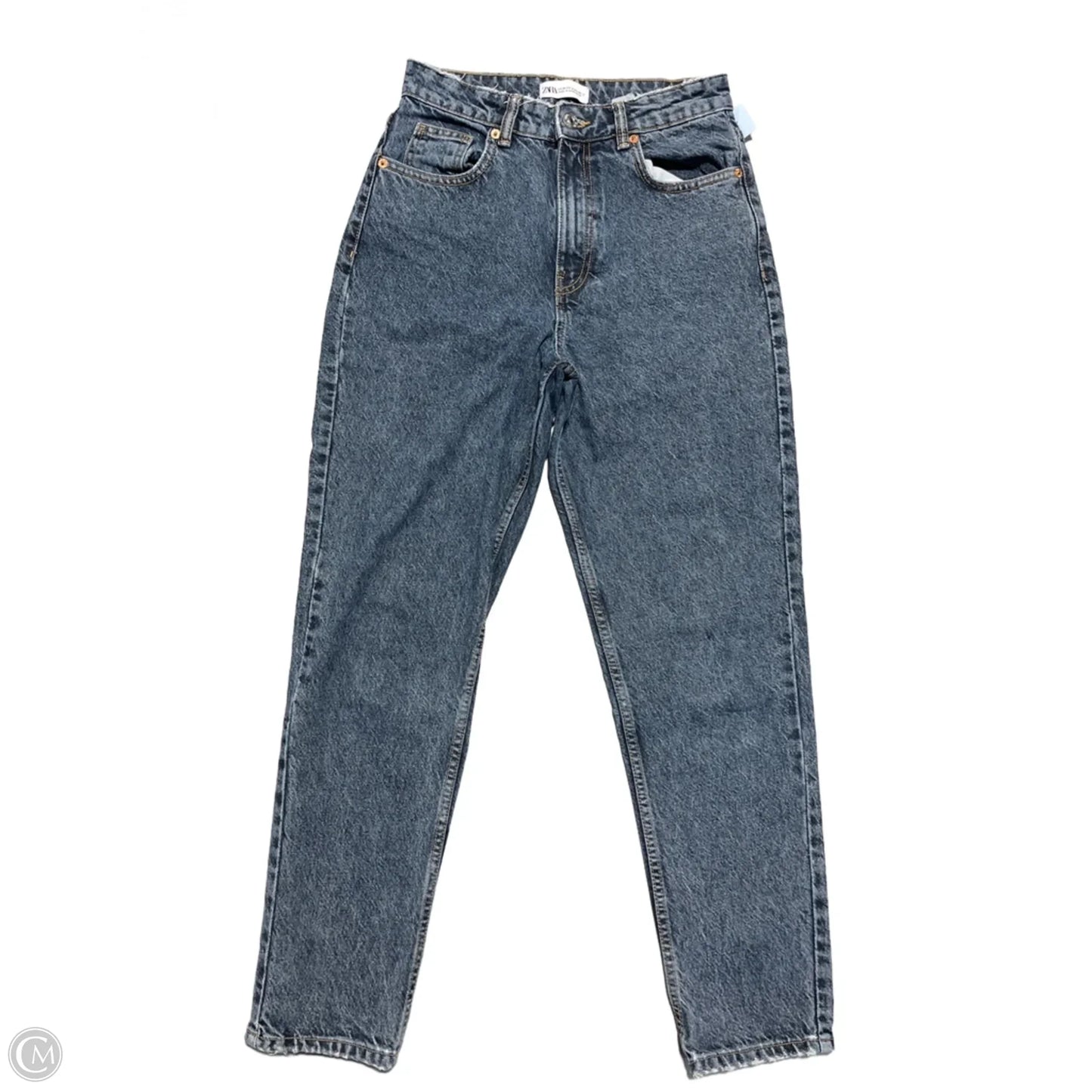 Jeans Straight By Zara In Blue Denim, Size: 4