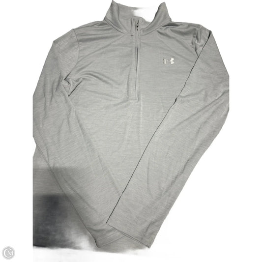 Athletic Top Long Sleeve Collar By Under Armour In Grey, Size: M