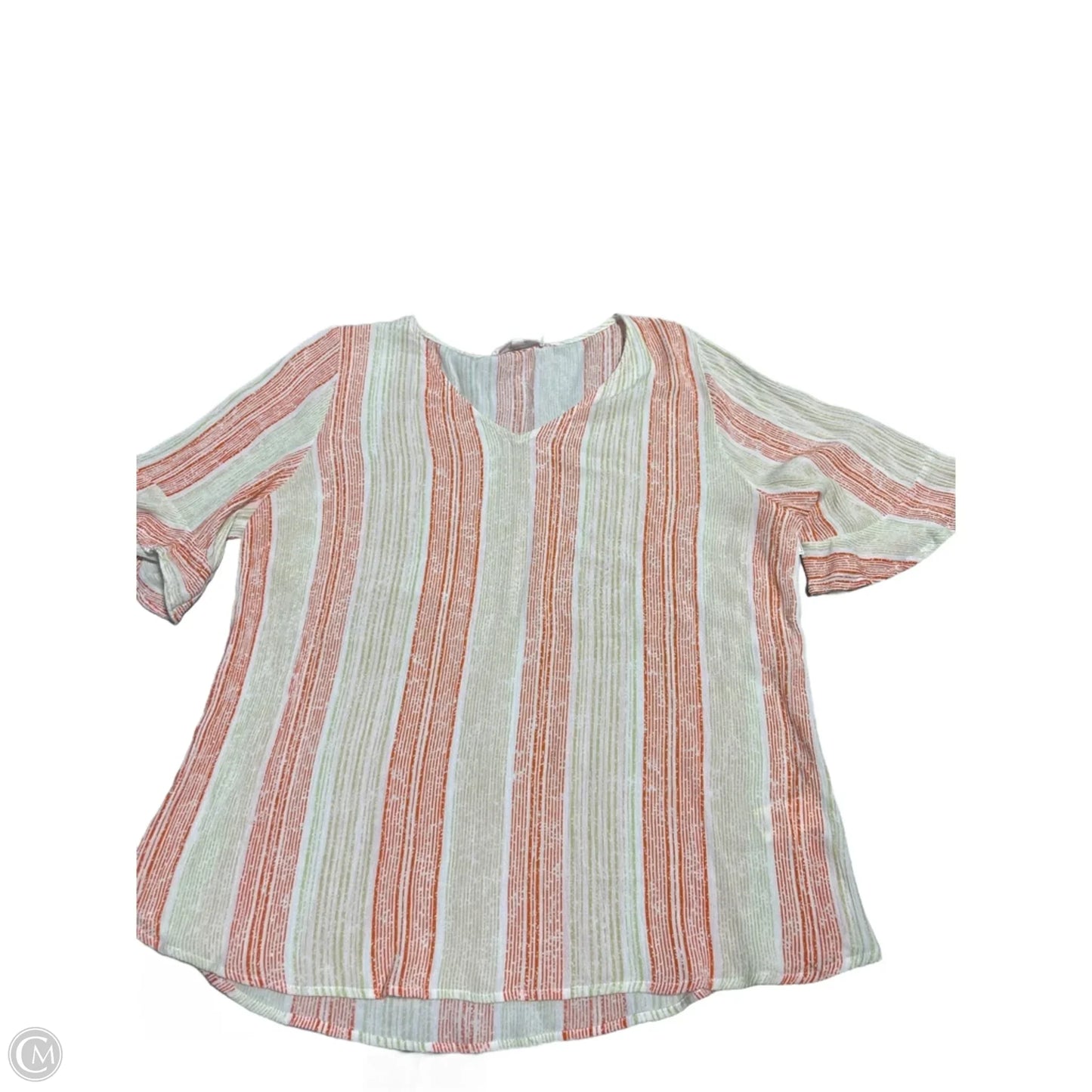 Top Short Sleeve By Cme In Striped Pattern, Size: L